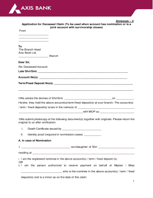 Deceased Claim Application Form TemplatePDF