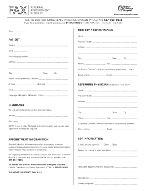 Boston Children's Appointment Request Form