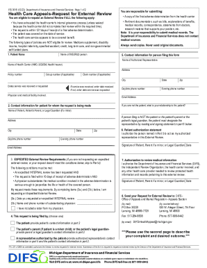 Health Care Appeals-Request for External Review