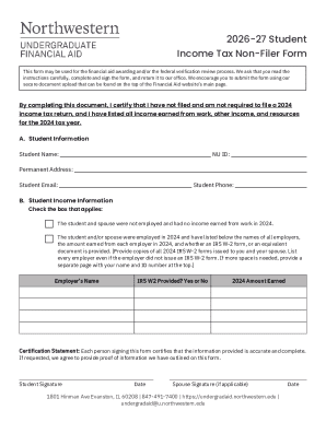 Student Income Tax Non-Filer Form
