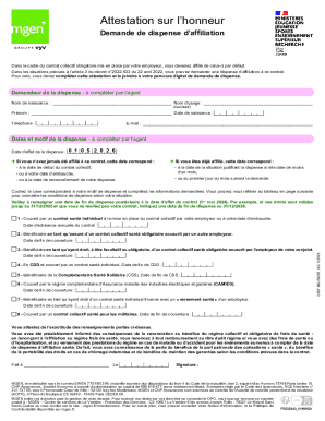 Attestation sur l'honneur