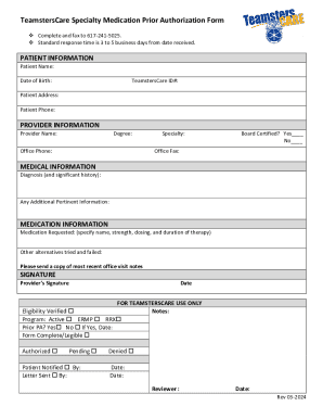 TeamstersCare Specialty Medication Prior Authorization Form