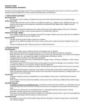 Dumpster Rental Agreement