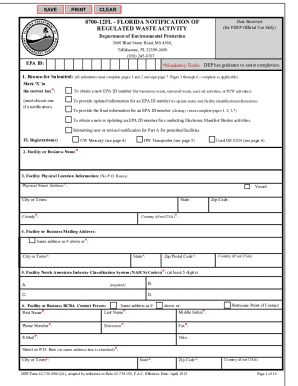 Florida Notification of Regulated Waste Activity
