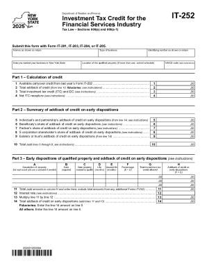 Form IT-252 Investment Tax Credit for the Financial ...