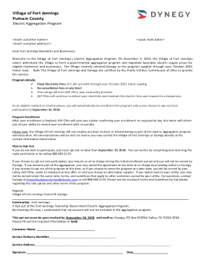 Fort Jennings Electric Aggregation Opt-Out Form