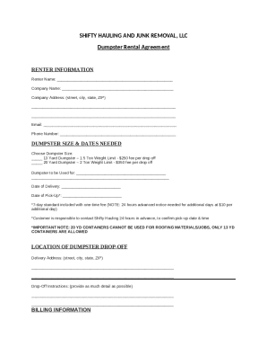 Dumpster Rental Agreement