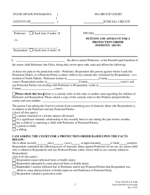 South Dakota Protection Order Form