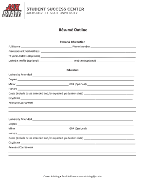 Resume Outline Template