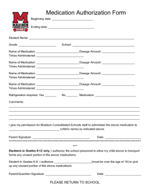 Medication Authorization Form