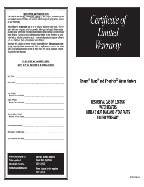 Rheem Water Heater Limited Warranty
