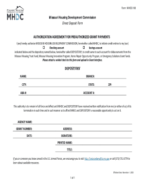 Missouri Housing Direct Deposit Form