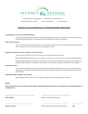 Consent to Use and Disclosure of Protected Health Information