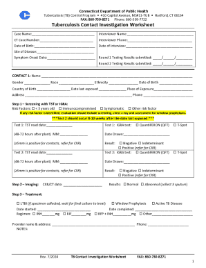 Tuberculosis Contact Investigation Worksheet