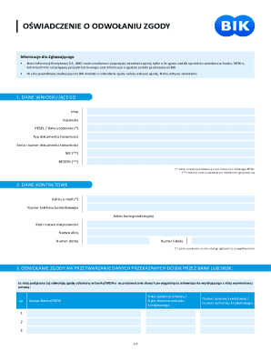 Poland Credit Bureau Consent Revocation Form