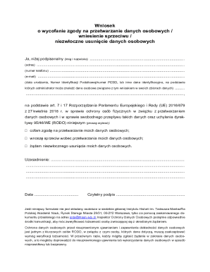 GDPR Data Processing Consent Withdrawal Form
