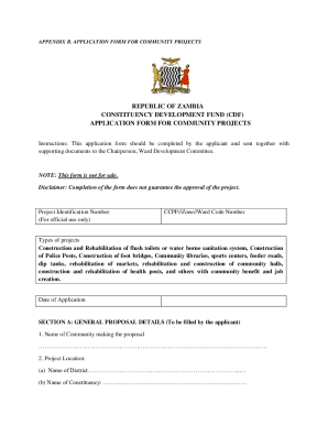 Zambia Community Project Application Form