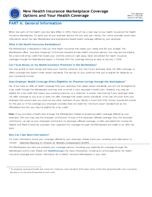 New Health Insurance Marketplace Coverage Notice