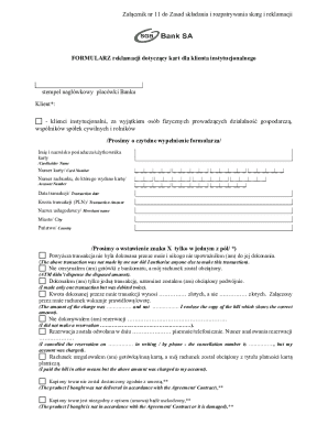 Bank Card Complaint Form