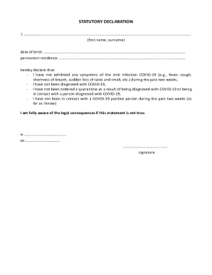 Statutory Declaration COVID-19