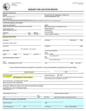 California Live Scan Service Request Form
