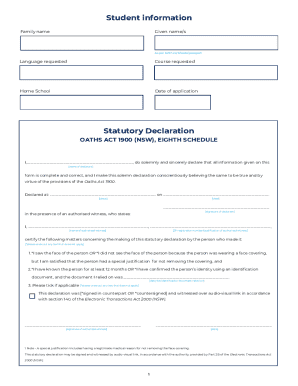Statutory Declaration for NSW Language Courses