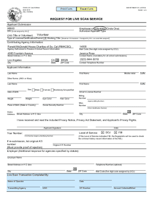 California Live Scan Service Request Form