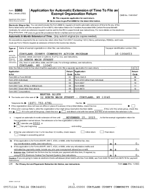Form 8868 Application for Extension