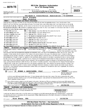 IRS Form 8879-TE for Tax Exempt Entity