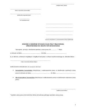 Parent's Request for Reduced Work Hours