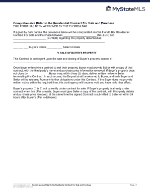 Comprehensive Rider to Florida Residential Contract