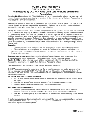 TEACH Early Childhood Ohio Release Time Reimbursement Claim Form