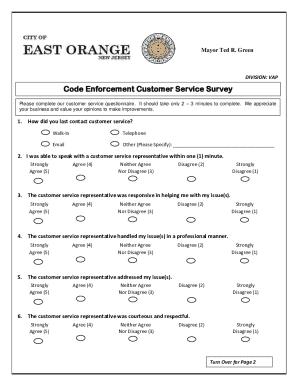 Code Enforcement Customer Service Survey