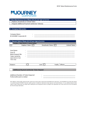 RF05 Token Maintenance Form