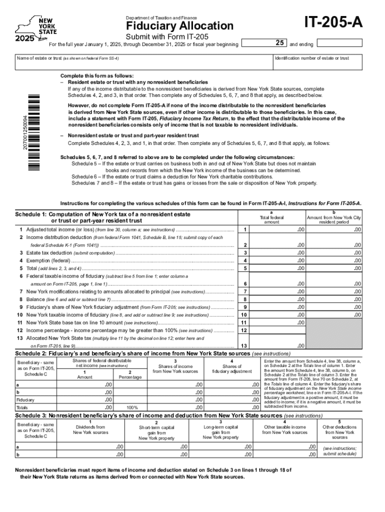 Form IT-205-T Allocation of Estimated Tax - Tax NY Preview on Page 1