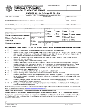Arizona Concealed Weapons Permit Renewal Application