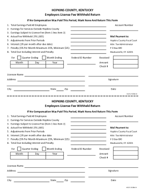 Hopkins County Employers License Fee Withheld Return