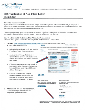 IRS Verification of Non-Filing Letter