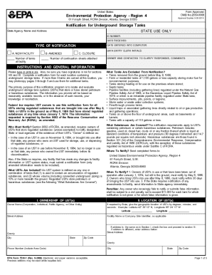 Underground Storage Tank Notification Form