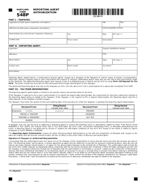Maryland Reporting Agent Form Authorization