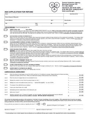 Ohio Municipal Income Tax Refund Application