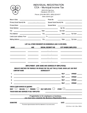 CCA Municipal Income Tax Registration Form
