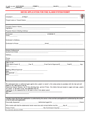Fire Alarm System Permit Application