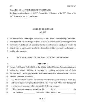 Georgia Self-Service Storage Facility Rental Agreement