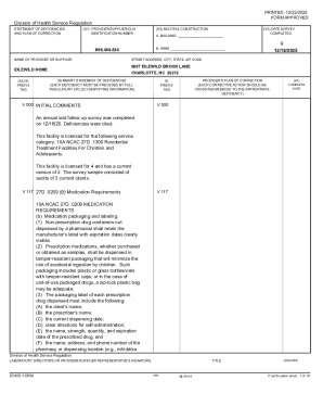 North Carolina Statement of Deficiencies