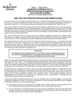 Form 9 – 2026 Application to Withdraw from a Retirement Savings Arrangement due to Financial Hardship