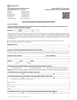 Medical Consent Form for MRI