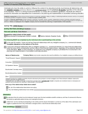Conflict of Interest Disclosure Form