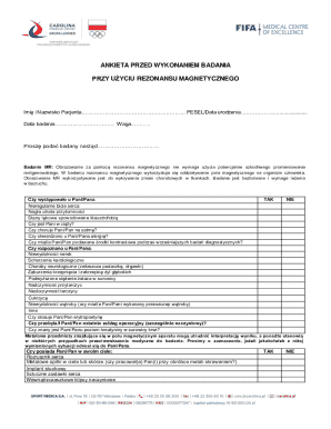 Medical Consent Form for MRI Examination