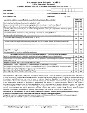 Medical Consent Form for MRI